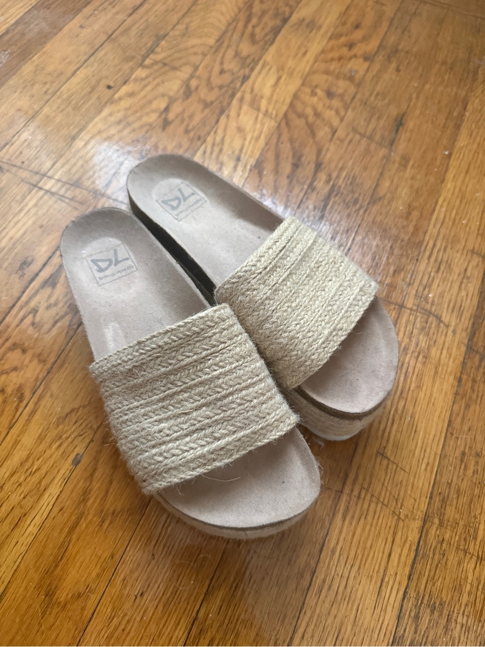 Dirty Laundry Natural Beige Jute Slide Mules